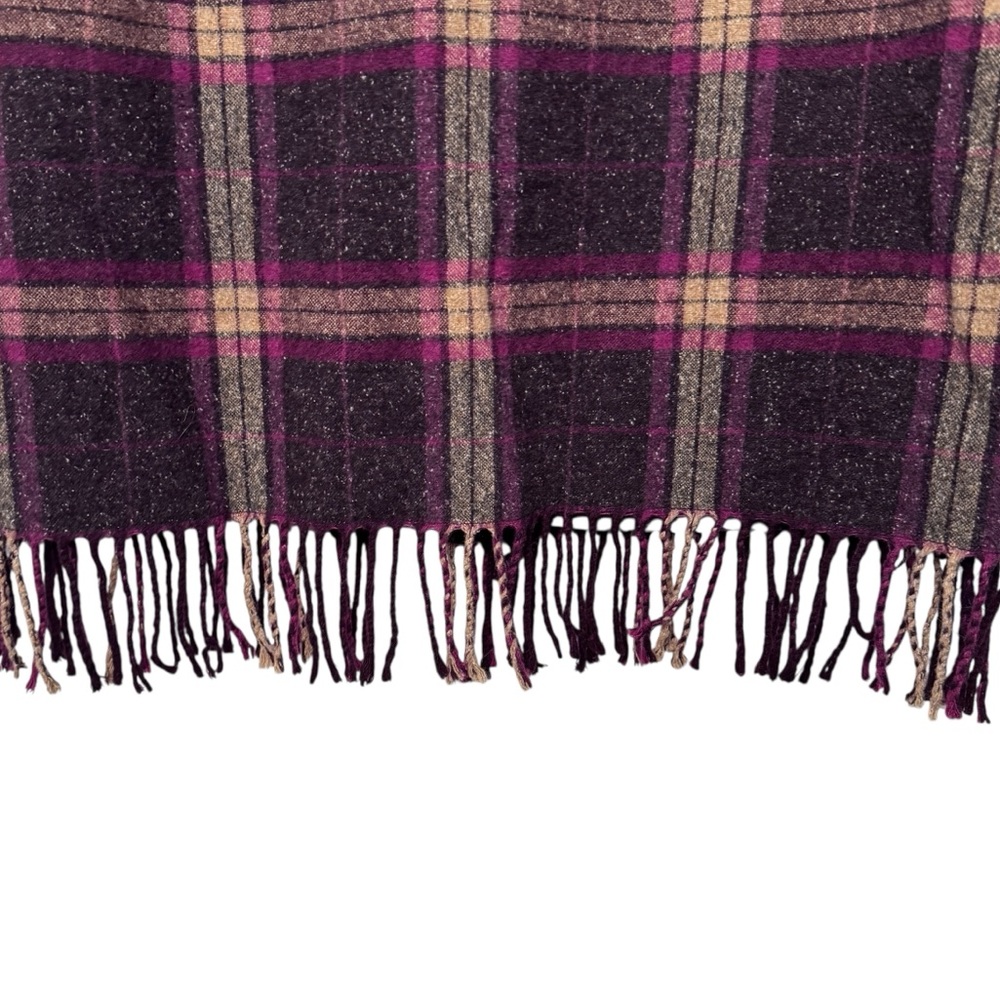 NORTON MCNAUGHTON VINTAGE WOOL BLEND PLAID FRINGE MIDI SKIRT SZ 14 - Picture 4 of 7